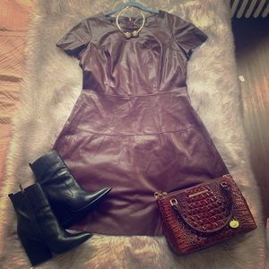 Maroon Faux Leather Worthington Dress